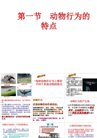 八年级生物上册 第四单元 第二章 第一节 动物行为的特点课件 冀教版-冀教版初中八年级上册生物课件