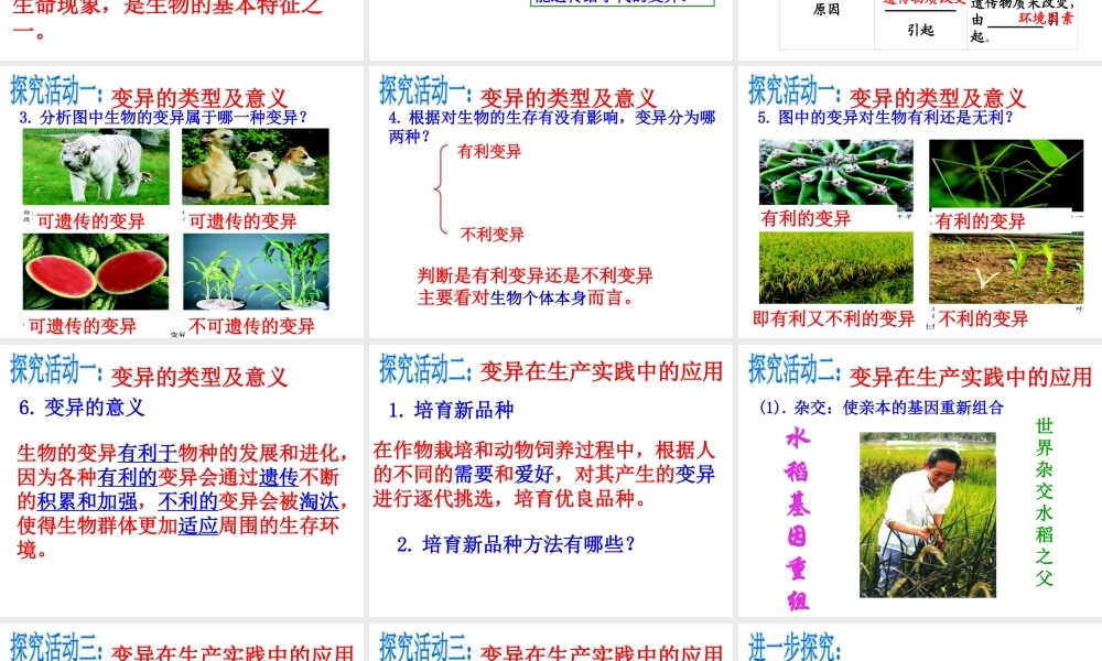 八年级生物上册 第四单元 第四章 第四节 生物的变异课件 （新版）济南版-（新版）济南版初中八年级上册生物课件