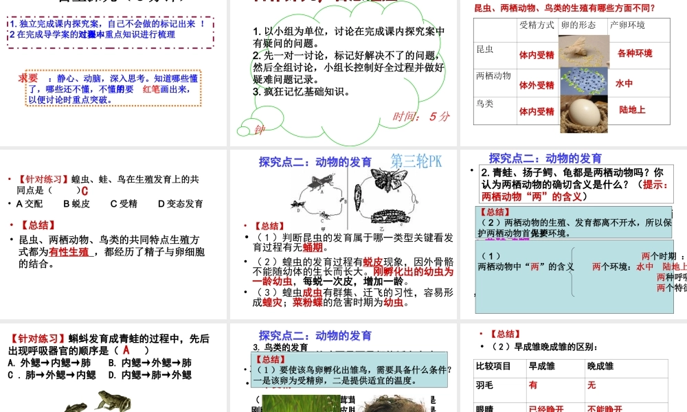 八年级生物上册 第四单元 第二章 动物的生殖和发育复习课件 （新版）济南版