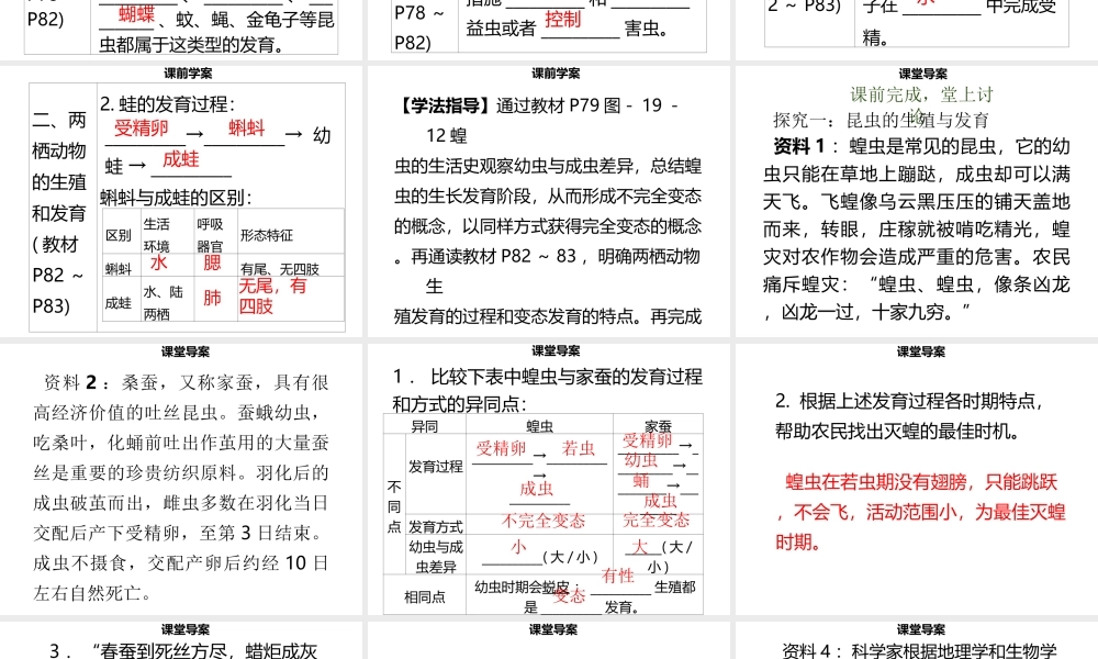 八年级生物上册 第六单元 第19章 第2节 动物的生殖和生育（第1课时 昆虫、两栖类动物的生殖和发育）习题课件 （新版）北师大版-（新版）北师大版初中八年级上册生物课件