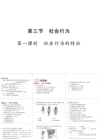 八年级生物上册 第五单元 第二章 第三节 社会行为（第1课时 社会行为的特征）习题课件 （新版）新人教版-（新版）新人教级上册生物课件
