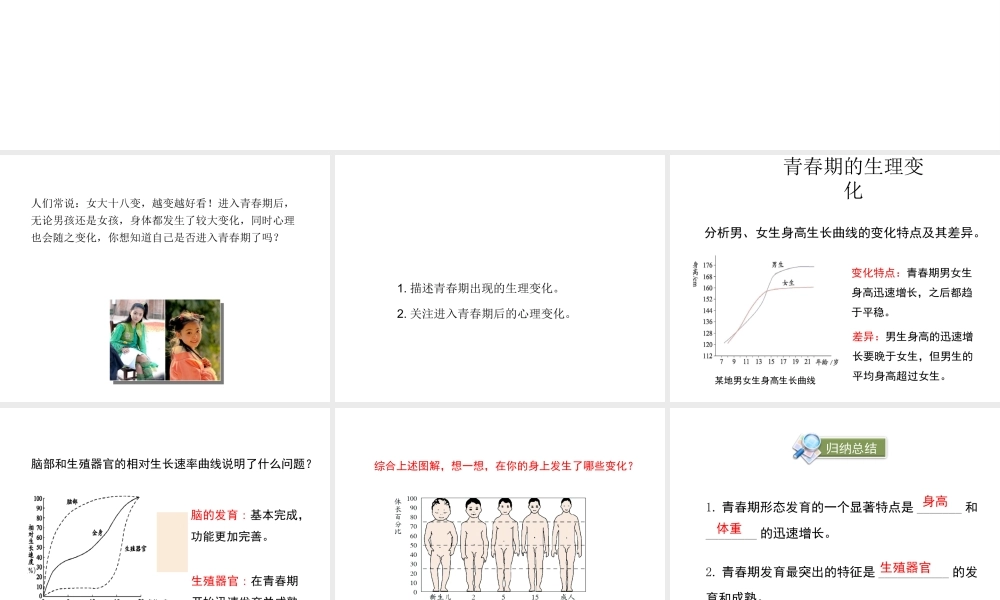 八年级生物上册 第四单元 第三章 第2节《青春期发育》课件 （新版）济南版-（新版）济南版初中八年级上册生物课件