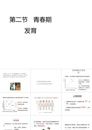 八年级生物上册 第四单元 第三章 第2节《青春期发育》课件 （新版）济南版-（新版）济南版初中八年级上册生物课件
