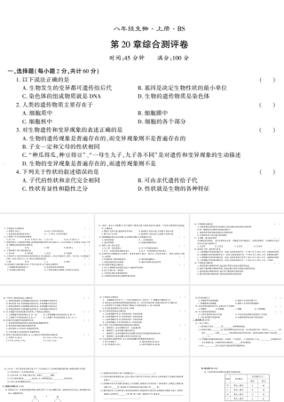 八年级生物上册 第六单元 第生物的遗传和变异测评卷课件 （新版）北师大版-（新版）北师大级上册生物课件