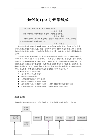 如何制订公司经营战略
