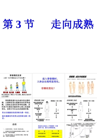 八年级生物上册 第四单元 第三章 第3节《走向成熟》课件1 （新版）济南版-（新版）济南级上册生物课件