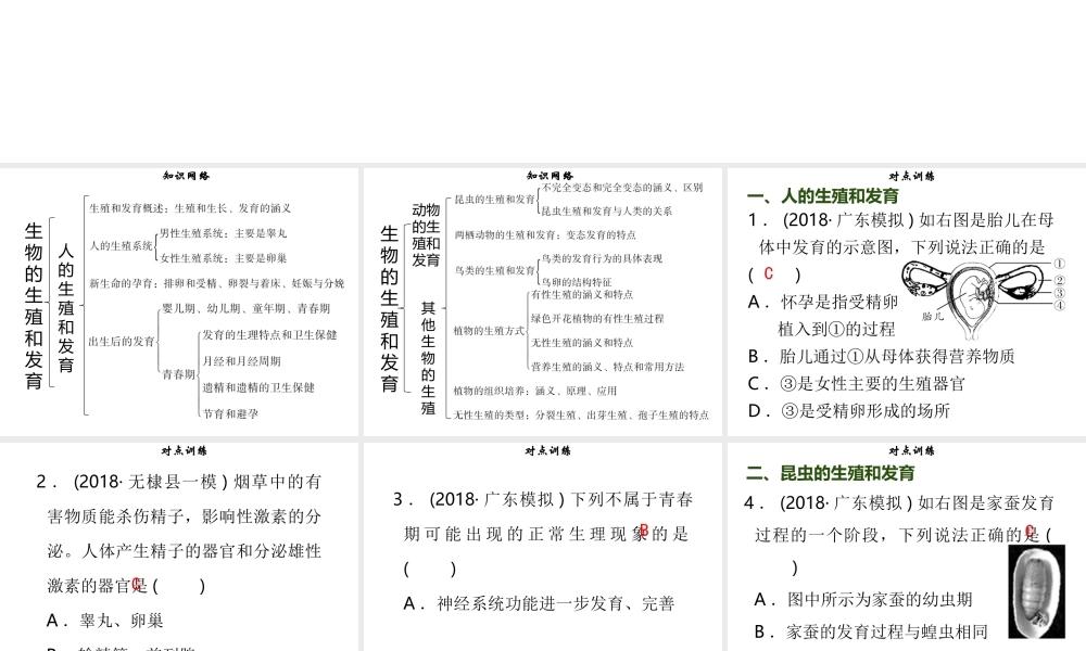 八年级生物上册 第六单元 第19章 生物的生殖和发育章末小结习题课件 （新版）北师大版-（新版）北师大级上册生物课件