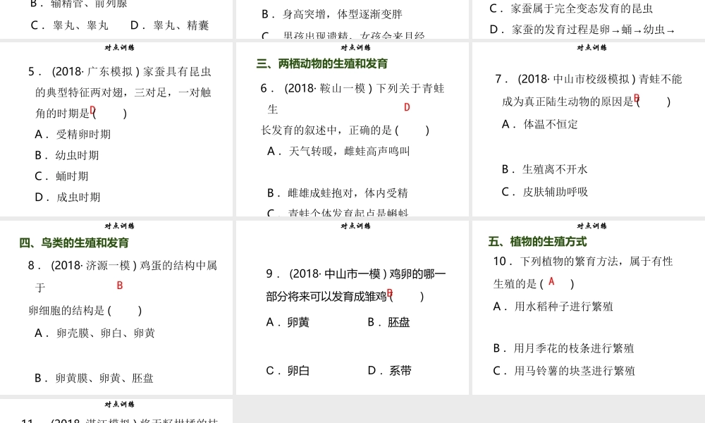 八年级生物上册 第六单元 第19章 生物的生殖和发育章末小结习题课件 （新版）北师大版-（新版）北师大级上册生物课件