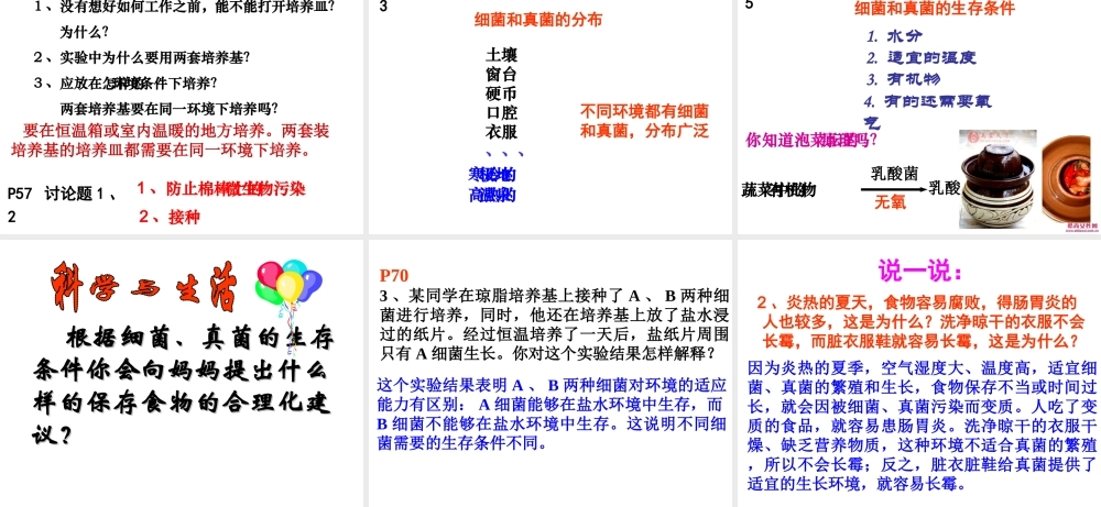 八年级生物上册 第四章 第一节 细菌和真菌的分布课件 （新版）新人教版