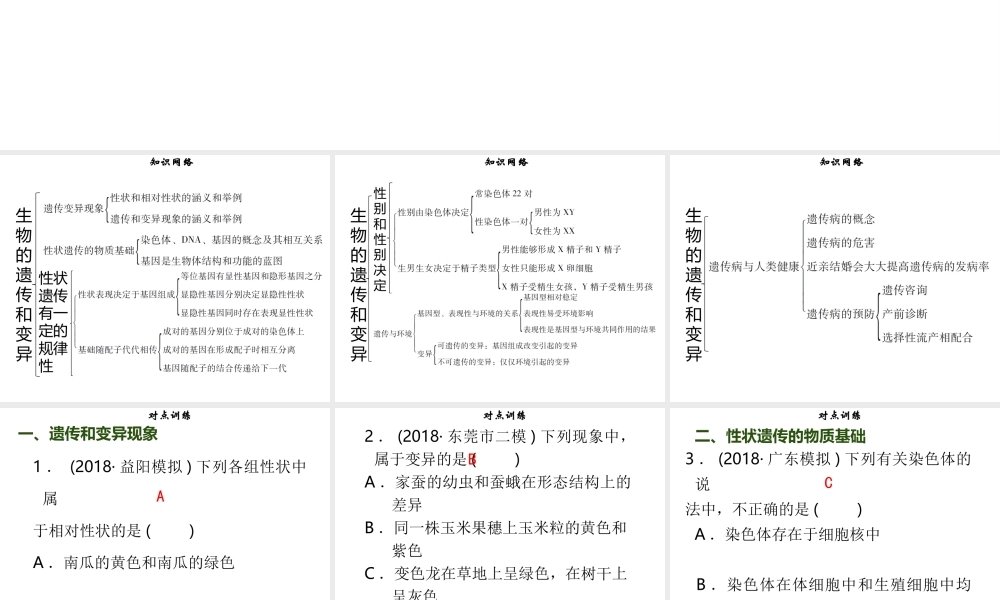 八年级生物上册 第六单元 第20章 生物的遗传和变异章末小结习题课件 （新版）北师大版-（新版）北师大版初中八年级上册生物课件