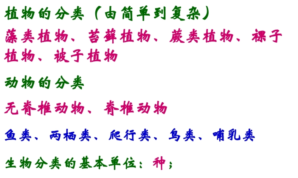 八年级生物上册 第六单元 第一章 第二节 从种到界课件 新人教版