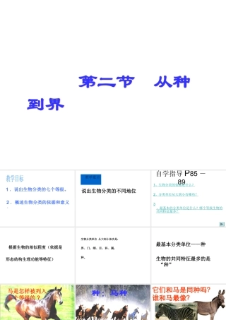 八年级生物上册 第六单元 第一章 第二节《从种到界》课件 新人教版