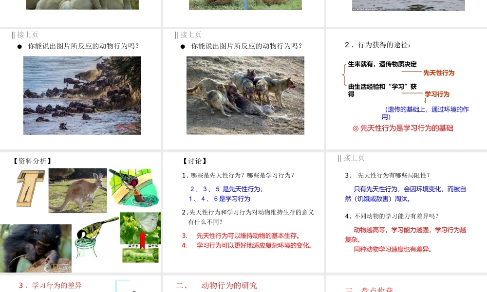 八年级生物上册 第五单元 第二章 动物的运动和行为 第二节 先天性行为和学习行为课件 （新版）新人教版
