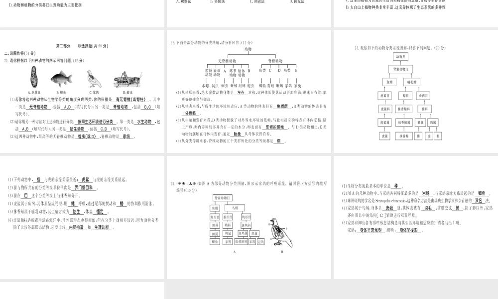 八年级生物上册 第六单元 生物的多样性及其保护测评卷习题课件 （新版）新人教版-（新版）新人教版初中八年级上册生物课件