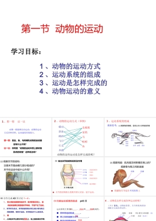 八年级生物上册 第五单元 第二章 动物的运动和行为 第一节 动物的运动课件 （新版）新人教版