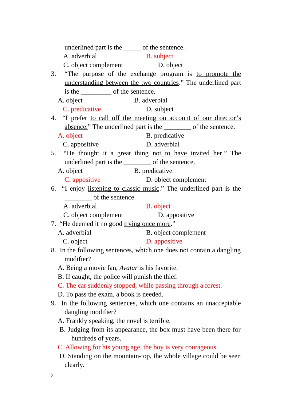 英语专业四级语法新题型模拟练习_第2页
