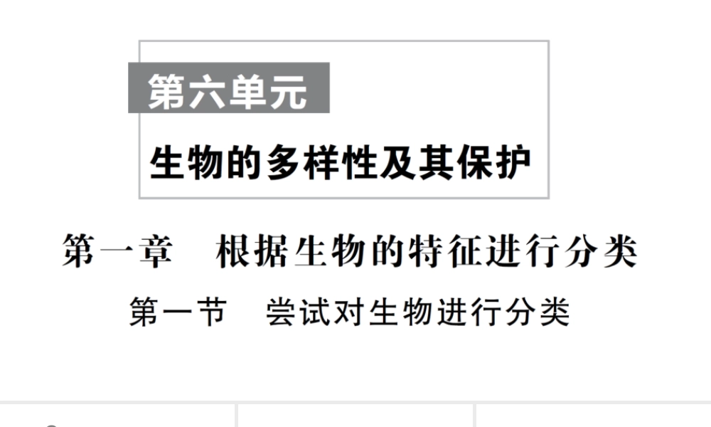 八年级生物上册 第六单元 第一章 第一节 尝试对生物进行分类作业课件 （新版）新人教版-（新版）新人教版初中八年级上册生物课件