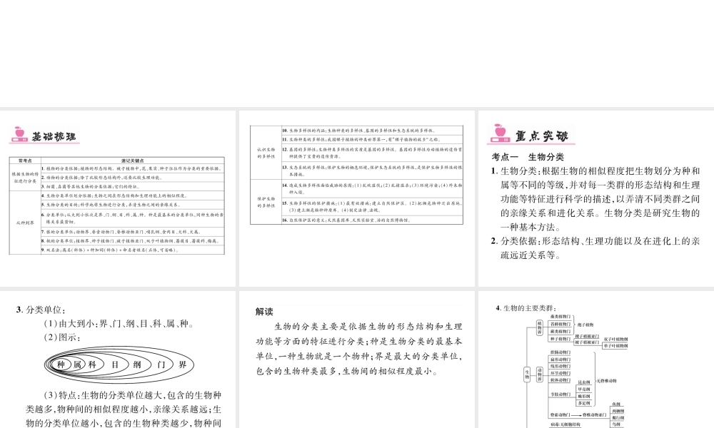 八年级生物上册 第六单元 生物的多样性及其保护小结课件 （新版）新人教版-（新版）新人教级上册生物课件