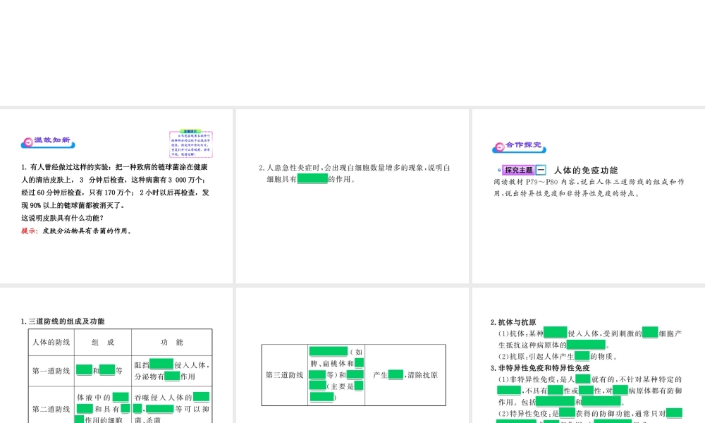 八年级生物上册 第十八章 第三节 免疫课件 苏教版