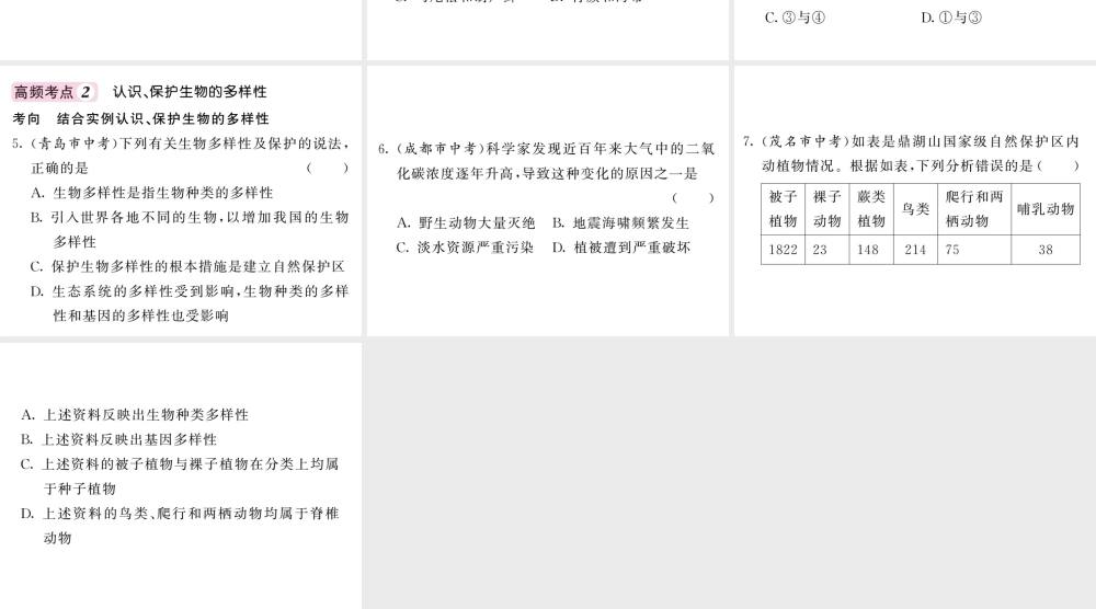 八年级生物上册 第六单元 生物的多样性及其保护知识网络习题课件 （新版）新人教版-（新版）新人教级上册生物课件