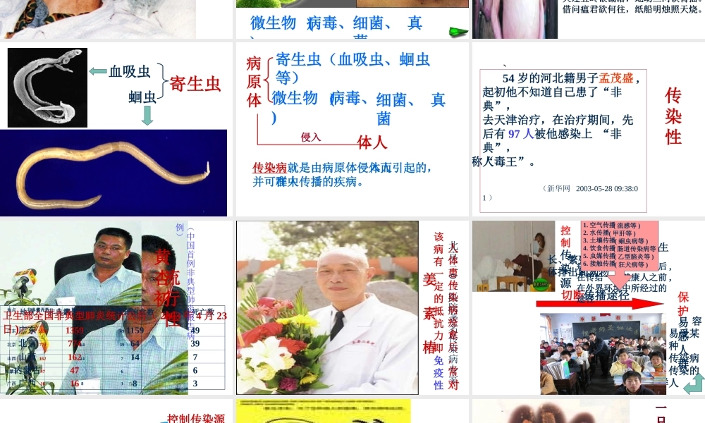 八年级生物上册 第十八章 第一节 传染病课件1 苏教版