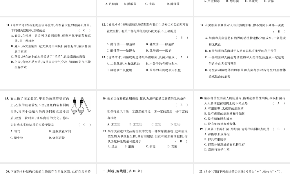 八年级生物上册 第五单元 第四、五章达标测试课件 （新版）新人教版-（新版）新人教版初中八年级上册生物课件
