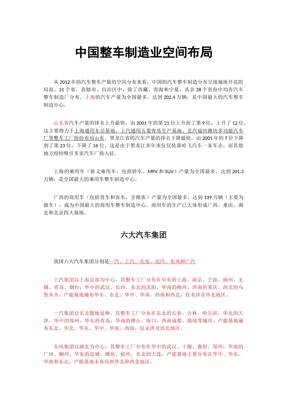 中国整车制造业空间布局_第1页