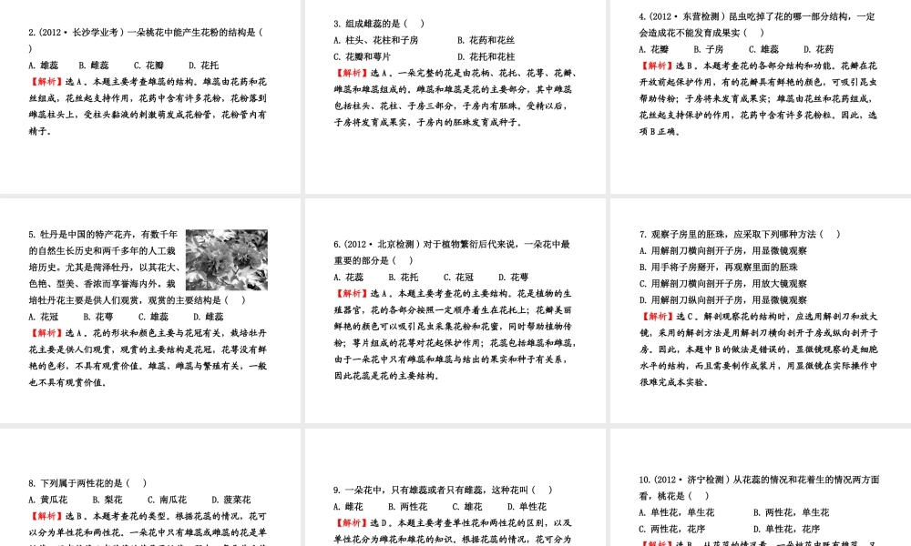 八年级生物上册 第四单元 第一章 第一节 花的结构和类型课件 济南版