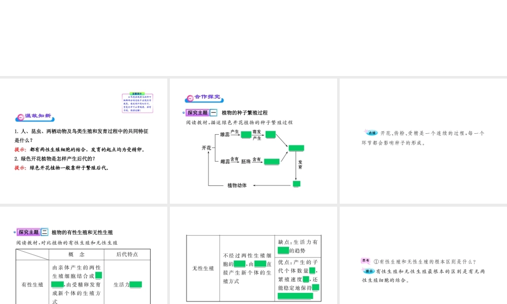 八年级生物上册 第十九章 第三节 其他生物的生殖课件 北师大版