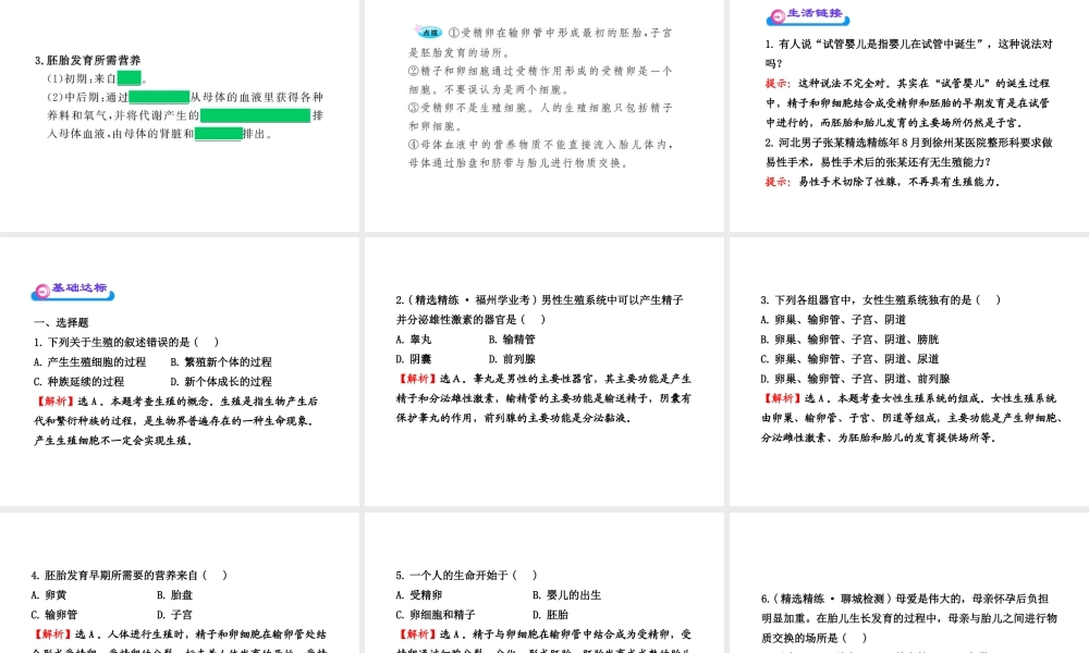 八年级生物上册 第十九章 第一节 人的生殖和发育（一）课件 北师大版