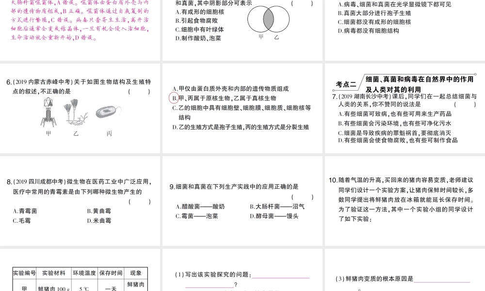 八年级生物上册 第五单元 第四、五章总结训练课件 （新版）新人教版-（新版）新人教级上册生物课件