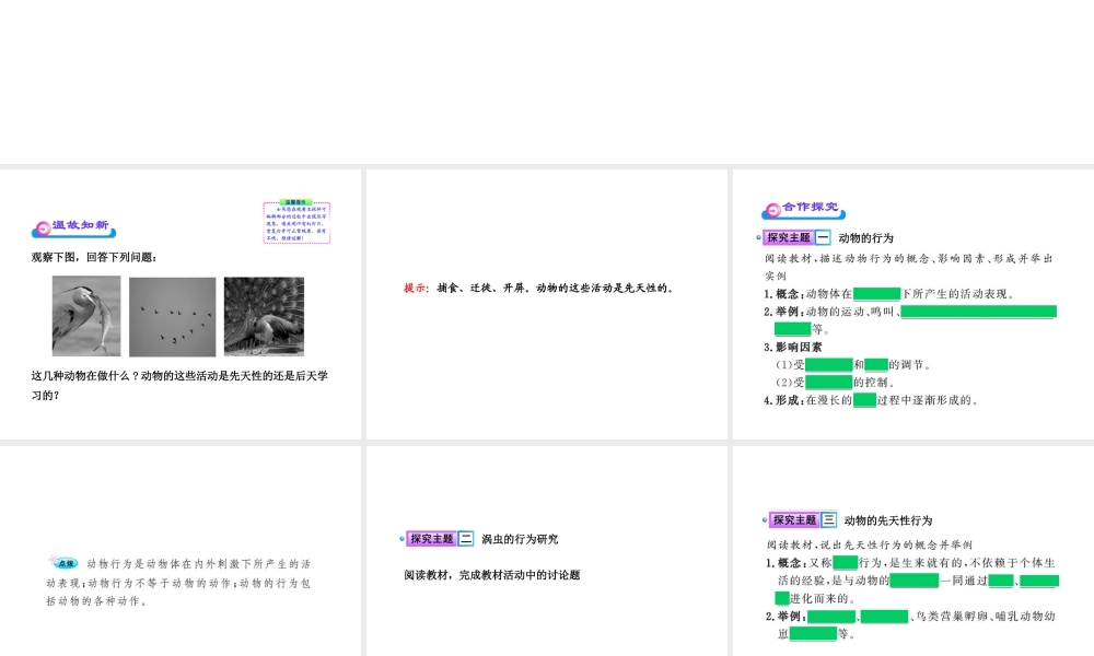 八年级生物上册 第十六章 第一节 先天性行为和后天学习行为课件 北师大版