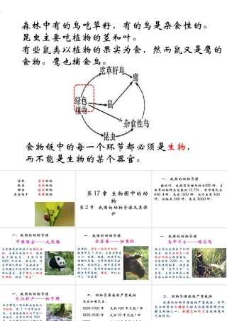 八年级生物上册 第十七章 第二节 我国的动物资源及保护课件 北师大版
