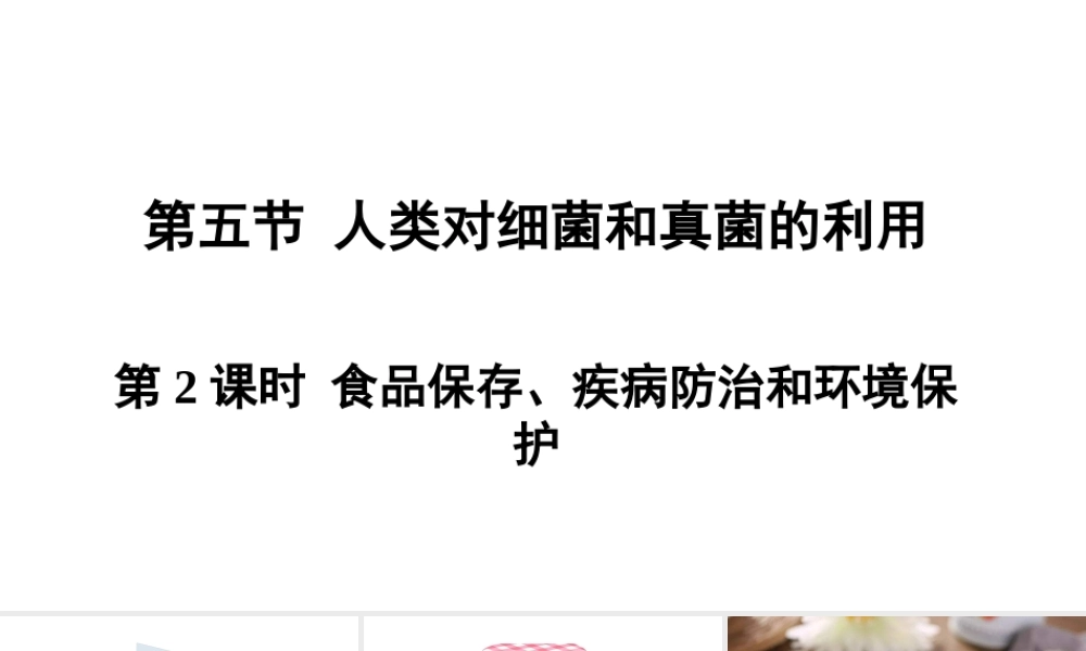 八年级生物上册 第五单元 第四章 第五节 人类对细菌和真菌的利用第2课时 食品保存、疾病防治和环境保护课件 （新版）新人教版-（新版）新人教级上册生物课件