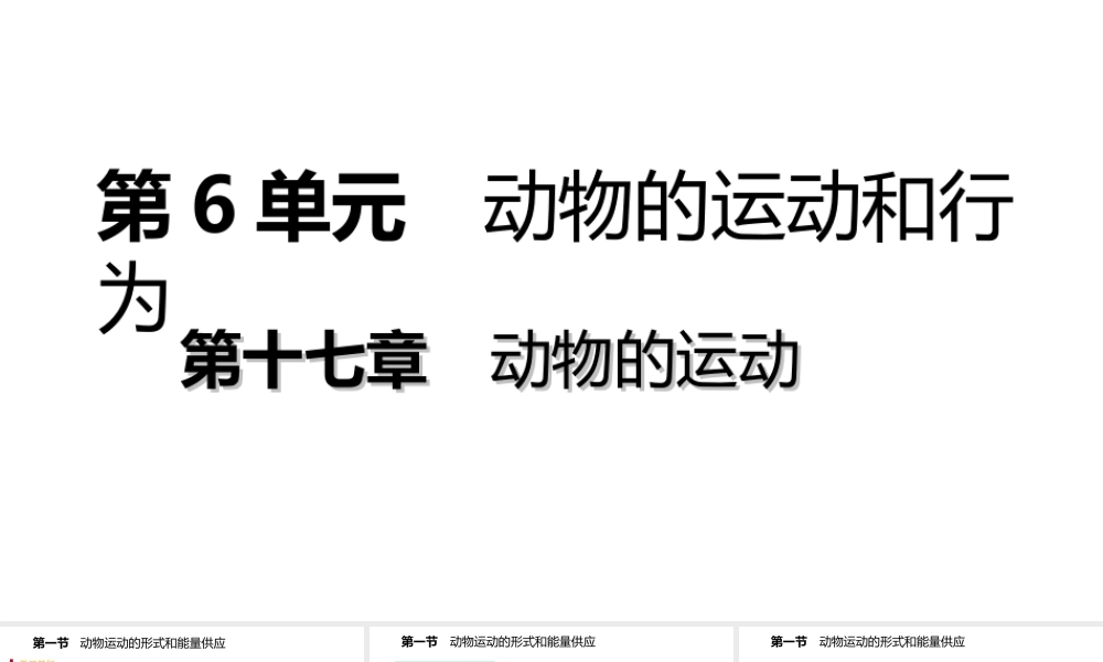 八年级生物上册 第十七章 第一节 动物运动的形式和能量供应课件 （新版）苏教版-（新版）苏教级上册生物课件