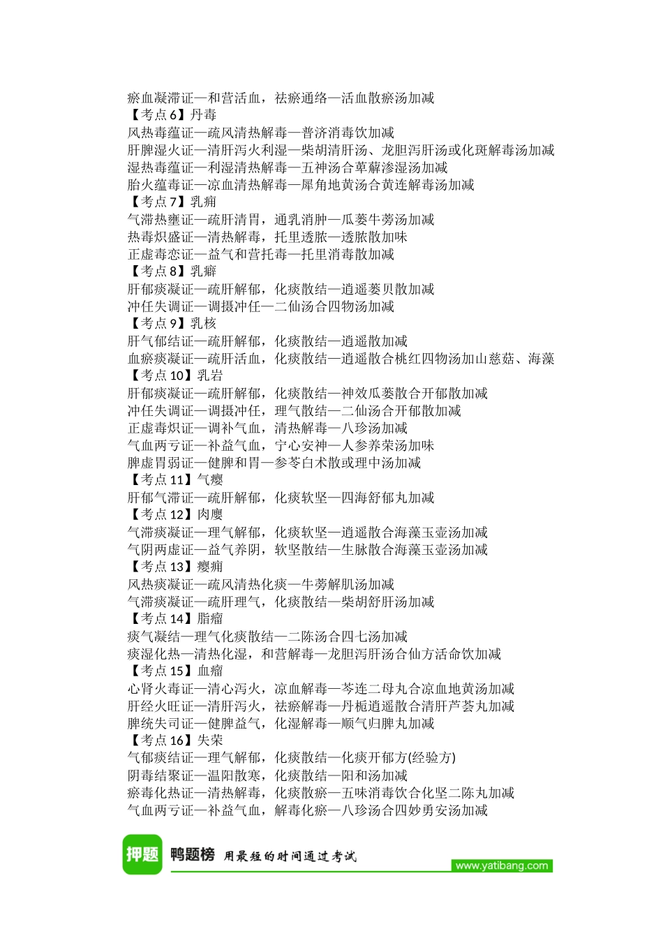 中医执业医师考试中医内科学考点记忆口诀汇总_第2页