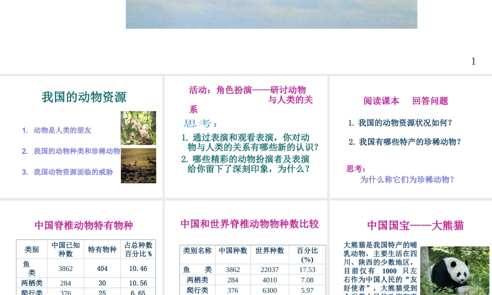 八年级生物上册《我国的动物资源》课件1 北师大版