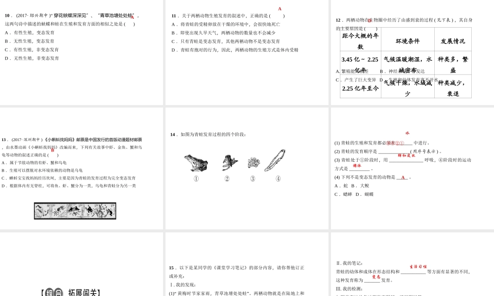 八年级生物下册 7.1.3两栖动物的生殖和发育课件 （新版）新人教版-（新版）新人教版初中八年级下册生物课件