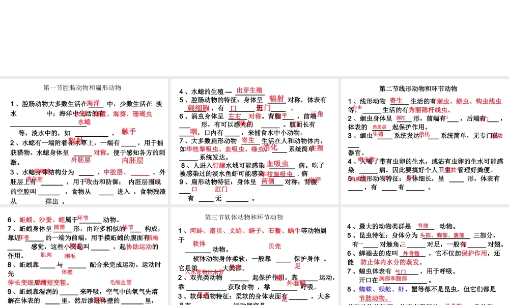 八年级生物上册复习课件 新人教版-新人教级上册生物课件