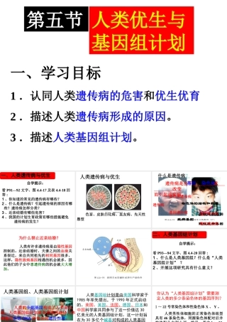 八年级生物上册 第五章 第五节 人类优生与基因组计划课件 济南版