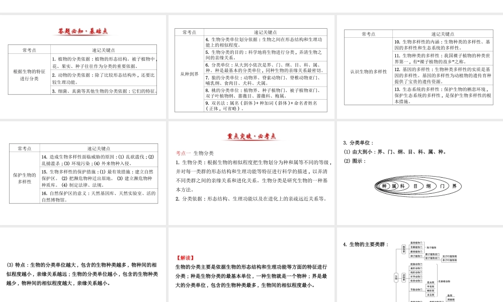八年级生物上学期期末复习课 探究导学课型 第6单元 生物的多样性及其保护课件 （新版）新人教版-（新版）新人教级全册生物课件