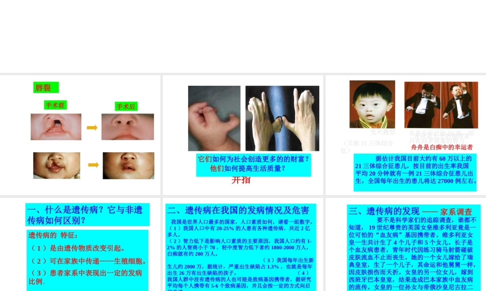 八年级生物上册《遗传病和人类健康》课件2 北师大版