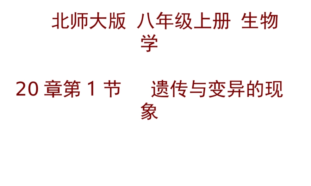 八年级生物上册《遗传和变异现象》课件2 北师大版
