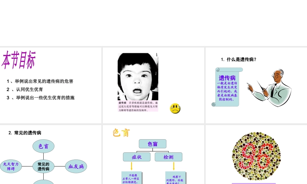八年级生物上册《遗传和优生优育》》课件 苏教版