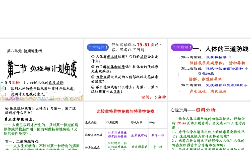 八年级生物下册 8.1.2 免疫与计划免疫（第1课时）课件 新人教版-新人教级下册生物课件