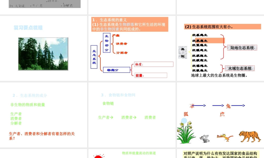 八年级生物下册 6.1《生态系统》复习课件 济南版