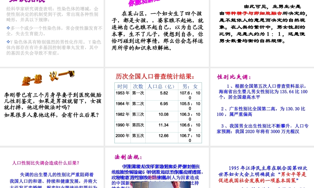 八年级生物下册 7.2.4人的性别遗传课件1 （新版）新人教版-（新版）新人教版初中八年级下册生物课件