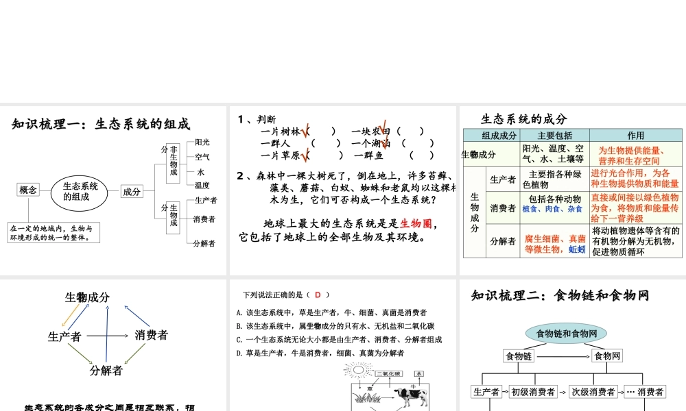 八年级生物下册 6.2 生态系统复习课件 （新版）济南版