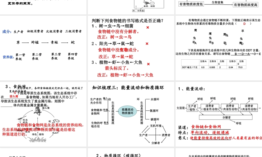 八年级生物下册 6.2 生态系统复习课件 （新版）济南版