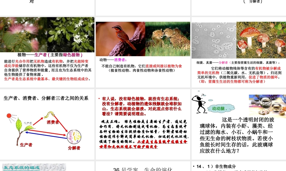 八年级生物下册 6.2.1 生态系统的组成课件 （新版）济南版-（新版）济南版初中八年级下册生物课件